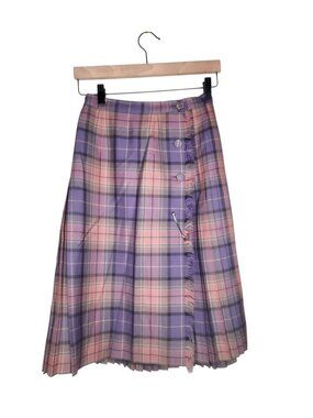 1980s Surrey Classics Canada Vintage Pleated Plaid Kilt Skirt Size S